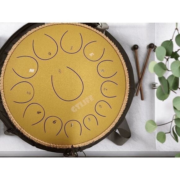 Steel Tongue Drum 14 Inch 13 Notes with Travel Bag , Music Book, C Major (gold) - Picture 4 of 9